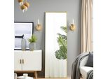 Specchio A Figura Intera 150X40 Cm, Rettangolare, Da Appoggio O Da Parete, Cornice In Alluminio, Ideale Per Bagni, Camere Da Letto, Ingressi E Corridoi, Dorato