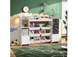 Libreria Per Bambini, Scaffale A 4 Livelli Con 5 Scomparti E 8 Contenitori Rimovibili, Per Camera Da Letto, Soggiorno, Stanza Dei Giochi, Bianco