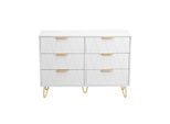 Cassettiera Con 6 Cassetti - Legno - Per Camera Da Letto, Soggiorno - 100 X 34 X 73 Cm - Bianco