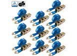 Cinghie Di Ancoraggio Arebos Con Cricchetto In Due Pezzi Con Gancio | 10 Pezzi 800Kg 6M | Cinghie A Cricchetto | Cinghie Di Ancoraggio | 25Mm | 800 Dan 0,8T | En 12195-2 | Gs Tested