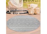 Tappeto Per Interni Ed Esterni In Sisal Con Motivo A Zig Zag Grigio Dimensioni - 120 Cm Rotondo