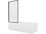 Mexen Vega Vasca Rettangolare 180 X 80 Cm Con Pannello E Schermo A 1 Anta 70 Cm, Motivo Nero - 550118080X9307017070