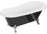 Vasca Da Bagno Autoportante Retro 150X73 Cm Cromo Nero
