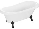 Vasca Da Bagno Autoportante Retro 150X73 Cm Bianco Nero