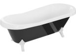 Vasca Da Bagno Autoportante Retro 170X75 Cm Nero Bianco