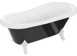 Vasca Da Bagno Autoportante Retro 150X73 Cm Nero Bianco