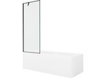 Mexen Cubik Vasca Da Bagno Rettangolare 150 X 70 Cm Con Pannello E Paravento A 1 Anta 70 Cm, Motivo Nero - 550315070X9507007070