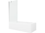Mexen Vega Vasca Rettangolare 160 X 70 Cm Con Pannello E Paravento A 1 Anta 80 Cm, Trasparente, Cromo - 550116070X9508000001