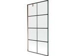 Mexen Next Paratia Per Vasca Da Bagno A 1 Anta 90 X 150 Cm, Griglia Nera, Oro Rosa - 895-090-000-00-77-60