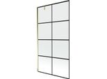 Mexen Next Parete Doccia 1-Anta 100 X 150 Cm, Griglia Nera, Dorata - 895-100-000-00-77-50