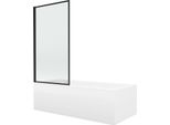 Mexen Cubik Vasca Rettangolare 160 X 70 Cm Con Pannello E Paravento A 1 Anta 80 Cm, Motivo Nero - 550316070X9308017070