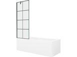 Mexen Cubik Vasca Rettangolare 160 X 70 Cm Con Rivestimento E Paravento A 1 Anta 70 Cm, Motivo Nero - 550316070X9507007077