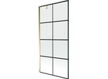 Mexen Next Paravento Da Doccia A 1 Anta 90 X 150 Cm, Griglia Nera, Dorato - 895-090-000-00-77-50