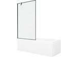 Mexen Cubik Vasca Rettangolare 160 X 70 Cm Con Rivestimento E Paravento A 1 Anta 100 Cm, Motivo Nero - 550316070X9510007070
