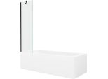 Mexen Vega Vasca Rettangolare 160 X 70 Cm Con Pannello Frontale E Paravento A 1 Anta 50 Cm, Trasparente, Nero