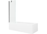 Mexen Vega Vasca Rettangolare 160 X 70 Cm Con Pannello E Schermo A 1 Anta 60 Cm, Trasparente, Nero - 550116070X9506000070