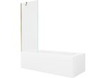 Mexen Vega Vasca Rettangolare 160 X 70 Cm Con Pannello E Parete Doccia A 1 Anta 70 Cm, Trasparente, Dorato