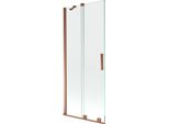 Mexen Velar Paratia Per Vasca Da Bagno A 2 Ante Scorrevoli 85 X 150 Cm, Trasparente, Oro Rosa - 896-085-000-01-60