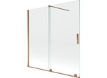 Mexen Velar Paratia Per Vasca 2 Ante Scorrevoli 160 X 150 Cm, Trasparente, Oro Rosa - 896-160-000-01-60