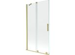 Mexen Velar Paravento Da Bagno Scorrevole A 2 Ante 100 X 150 Cm, Trasparente, Oro Spazzolato - 896-100-000-01-55