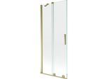 Mexen Velar Paratia Per Vasca Da Bagno Scorrevole A 2 Ante 85 X 150 Cm, Trasparente, Oro Spazzolato - 896-085-000-01-55