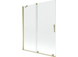 Mexen Velar Paratia Per Vasca Da Bagno A 2 Ante Scorrevoli 140 X 150 Cm, Trasparente, Dorato - 896-140-000-01-50