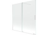 Mexen Velar Paratia Per Vasca Da Bagno 2-Ali Scorrevole 160 X 150 Cm, Trasparente, Bianco - 896-160-000-01-20