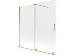 Mexen Velar Paravento Da Vasca 2 Ante Scorrevole 160 X 150 Cm, Trasparente, Dorato - 896-160-000-01-50