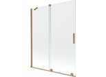 Mexen Velar Paratia Da Vasca 2 Ante Scorrevoli 140 X 150 Cm, Trasparente, Rame Spazzolato - 896-140-000-01-65