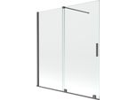Mexen Velar Paravento Per Vasca Da Bagno A 2 Ante Scorrevoli 150 X 150 Cm, Trasparente, Grigio Canna Di Fucile Spazzolato