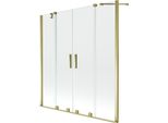 Mexen Velar Duo Paravento Da Vasca Da Bagno A 2 Ante Scorrevoli 150 X 150 Cm, Trasparente, Dorato - 896-150-000-02-50