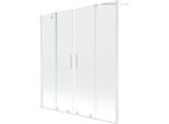 Mexen Velar Duo Paratia Per Vasca Da Bagno A 2 Ante Scorrevoli 160 X 150 Cm, Trasparente, Bianco - 896-160-000-02-20