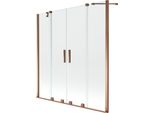 Mexen Velar Duo Paravento Vasca Da Bagno Scorrevole A 2 Ante 140 X 150 Cm, Trasparente, Oro Rosa - 896-140-000-02-60