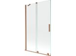 Mexen Velar Paravento Per Vasca Da Bagno A 2 Ante Scorrevoli 110 X 150 Cm, Trasparente, Rame Spazzolato - 896-110-000-01-65