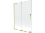 Mexen Velar Paratia Per Vasca Da Bagno Scorrevole A 2 Ante 130 X 150 Cm, Trasparente, Oro - 896-130-000-01-50