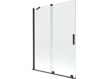 Mexen Velar Paratia Per Vasca Da Bagno Scorrevole A 2 Ante 130 X 150 Cm, Trasparente, Nero - 896-130-000-01-70