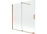 Mexen Velar Paratia Per Vasca Da Bagno A 2 Ante Scorrevole 160 X 150 Cm, Trasparente, Rame Spazzolato - 896-160-000-01-65