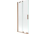 Mexen Velar Paravento Da Vasca 2 Ante Scorrevoli 85 X 150 Cm, Trasparente, Rame Spazzolato - 896-085-000-01-65