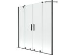 Mexen Velar Duo Paratia Da Bagno A 2 Ante Scorrevoli 160 X 150 Cm, Trasparente, Grigio Scuro Spazzolato - 896-160-000-02-66