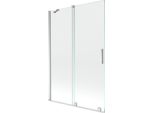 Mexen Velar Paravento Per Vasca Da Bagno A 2 Ante Scorrevoli 120 X 150 Cm, Trasparente, Cromato - 896-120-000-01-01