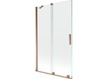 Mexen Velar Paratia Per Vasca Da Bagno 2 Ante Scorrevoli 110 X 150 Cm, Trasparente, Oro Rosa - 896-110-000-01-60