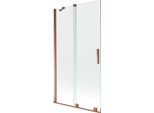 Mexen Velar Paravento Per Vasca Da Bagno A 2 Ante Scorrevoli 100 X 150 Cm, Trasparente, Oro Rosa - 896-100-000-01-60