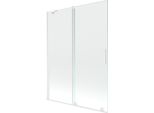 Mexen Velar Paravento Da Bagno Con Apertura Scorrevole A 2 Ante 130 X 150 Cm, Trasparente, Bianco - 896-130-000-01-20