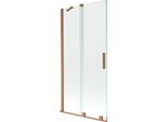 Mexen Velar Paratia Vasca Da Bagno A 2 Ante Scorrevoli 90 X 150 Cm, Trasparente, Rame Spazzolato - 896-090-000-01-65