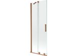 Mexen Velar Paratia Per Vasca Da Bagno 2 Ante Scorrevoli 75 X 150 Cm, Trasparente, Rame Spazzolato - 896-075-000-01-65