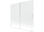 Mexen Velar Paravento Per Vasca Da Bagno A 2 Ante Scorrevoli 170 X 150 Cm, Trasparente, Bianco - 896-170-000-01-20