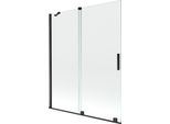 Mexen Velar Paratia Per Vasca Da Bagno A 2 Ante Scorrevoli 140 X 150 Cm, Trasparente, Nero - 896-140-000-01-70