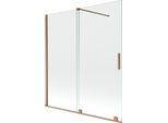 Mexen Velar Paratia Per Vasca Da Bagno A 2 Ante Scorrevoli 150 X 150 Cm, Trasparente, Rame Spazzolato - 896-150-000-01-65