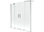 Mexen Velar Duo Paravento Vasca Da Bagno 2 Ante Scorrevoli 150 X 150 Cm, Trasparente, Cromo - 896-150-000-02-01