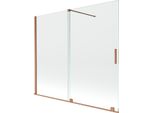 Mexen Velar Paratia Per Vasca Da Bagno A 2 Ante Scorrevoli 180 X 150 Cm, Trasparente, Rame Spazzolato - 896-180-000-01-65